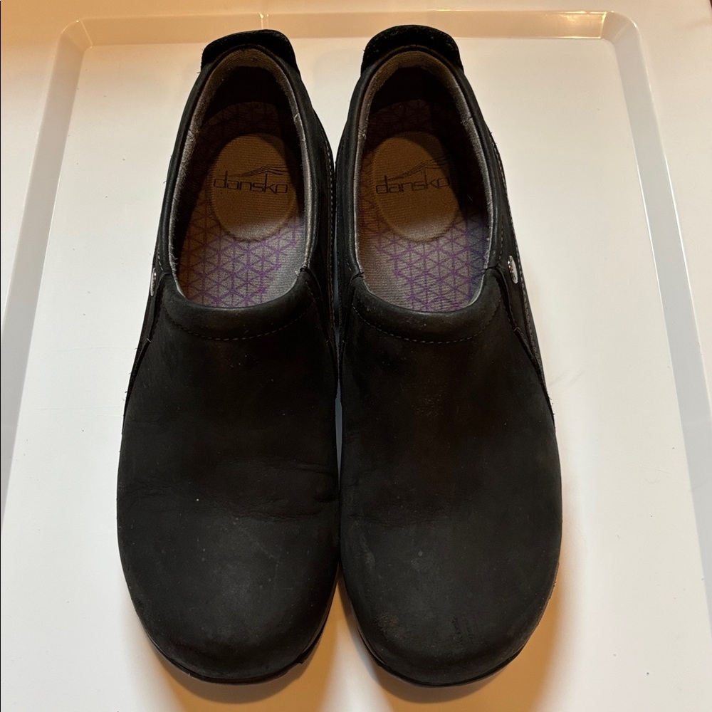 Dansko XP 2.0 Black Leather Clogs Womens SZ 39 Vibram Non Slip Nurse Work Shoes - Picture 4 of 8